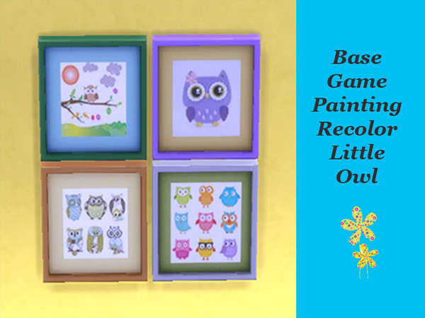 Sims 4 — Little Owl by Rosannep — Recolor of a base game painting