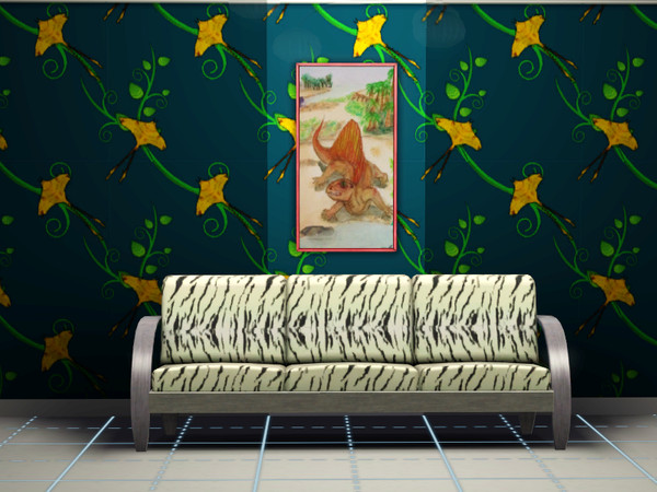 Sims 3 — Dimetrodon painting by Lynxotic — A detail close-up from a water color and aquarelle pencil painting of mine,
