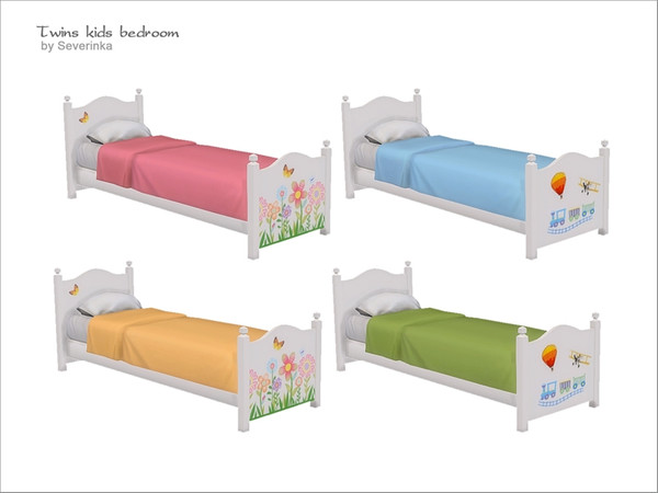 Sims 4 — [Twins kidsroom] - single bed by Severinka_ — Single bed for kids From the set of 'Twins kidsroom' 4 colors