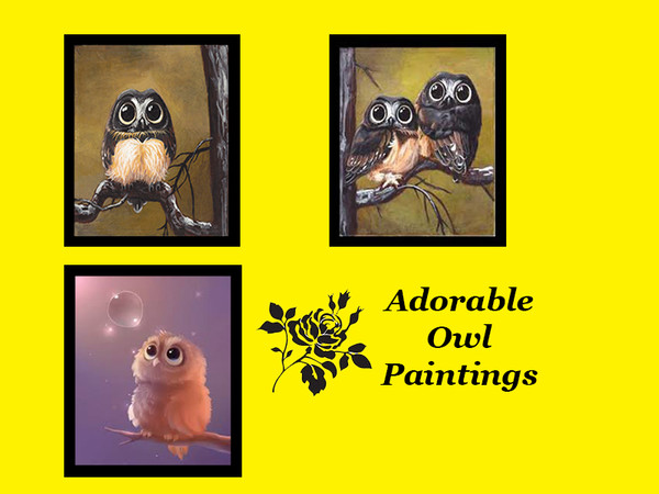 Sims 4 — Adorable Owl Paintings by Rosannep — Recolor of the plumbob painting.