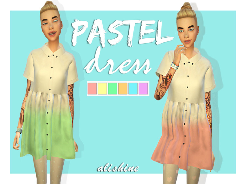 Sims 4 The Sims Resource | Pastel dress (recolor) - mesh needed by TSR Creator