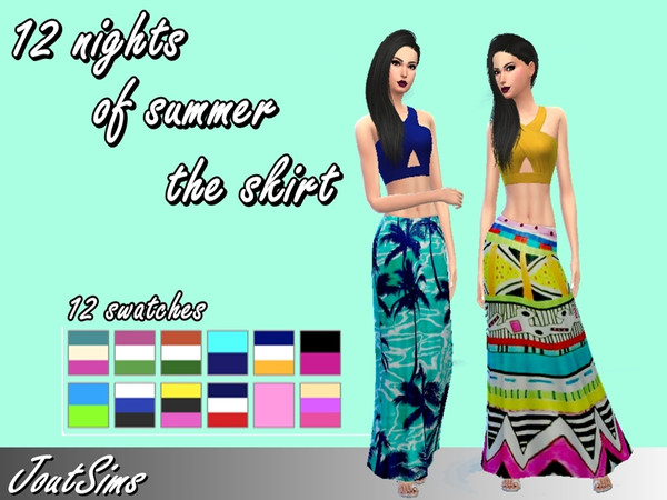 Sims 4 — 12 NIGHTS OF SUMMER SKIRT by JoutSims — Maxis' skirt recolored in 12 versions. Thank you! 