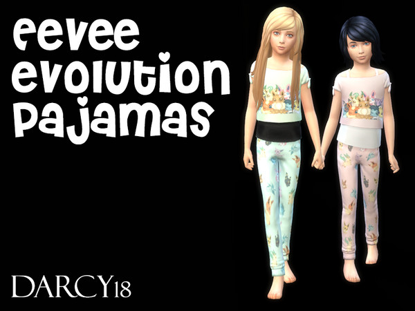 Sims 4 — Eevee Evolution Pajamas (child) by Darcy182 — A Pokemon themed Pajama with all of the Pokemon's Eevee evolutions