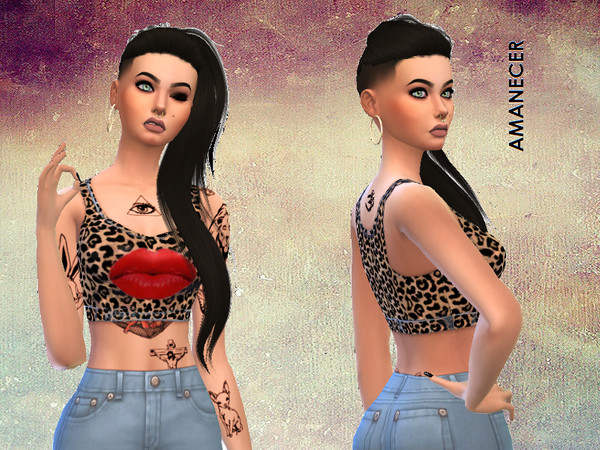 Sims 4 — RED LIPS&LEOPARD TOP by al_amanecer — $$$ TOP WITH LEOPARD ANIMAL PRINT AND RED LIPS $$$