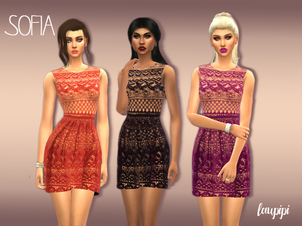 Sims 4 — Sofia by laupipi2 — New lace short dress :) It has 4 different colours Enjoy!!