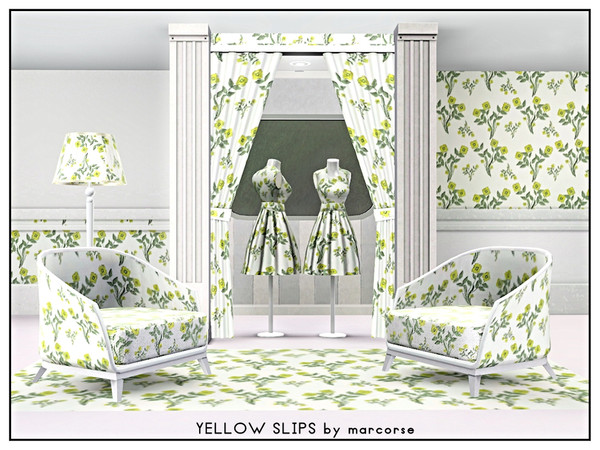 Sims 3 — Yellow Slips_marcorse by marcorse — Abstract pattern: yellow cowslips in an alllover design