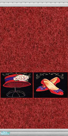 Sims 2 — Red Hats - Wallpaper by Lorah — Build your Red Hats club house with hat and shoes in red and purple.