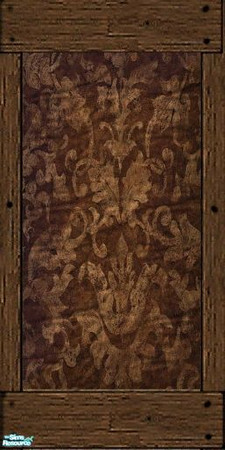 Sims 2 — Medieval Handcrafted Fabric Walls - 8 by galilea — Handcrafted, brown and gold floral, cotton wall covering with
