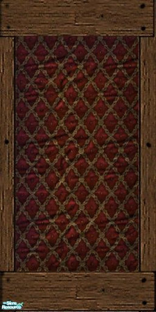 Sims 2 — Medieval Handcrafted Fabric Walls - 5 by galilea — Handcrafted, dark red and gold corded, cotton wall covering