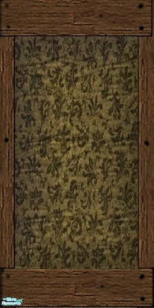 Sims 2 — Medieval Handcrafted Fabric Walls - 2 by galilea — Handcrafted, medium green floral, cotton wall covering with