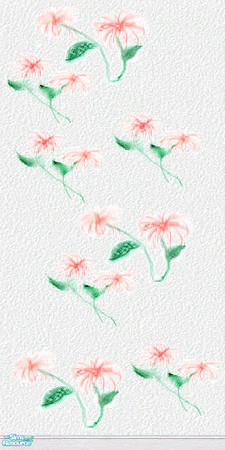 Sims 2 — Pink Wall Flower by Morganna913 — Wallpaper with pink watercolor flowers. Please feel free to use in your