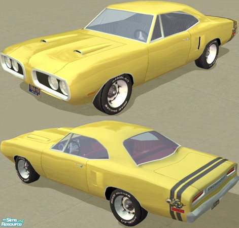 Sims 2 — Super Bee - Top Bannana Recolor by Dr Pixel — Top Bannana color option for the 1970 Dodge Super Bee with Black