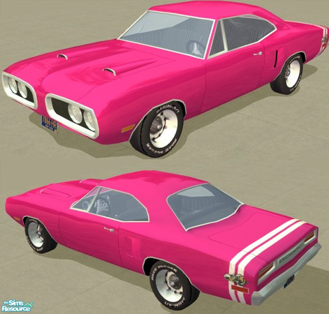 Sims 2 — Super Bee - Panther Pink Recolor by Dr Pixel — Panther Pink color option for the 1970 Dodge Super Bee with White