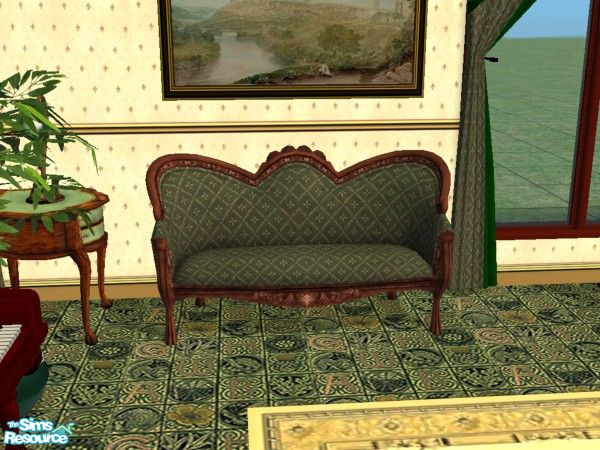 Sims 2 — Green Diamonds Victorian - Loveseat by fizz bomb — a traditional victorian loveseat with a green diamond
