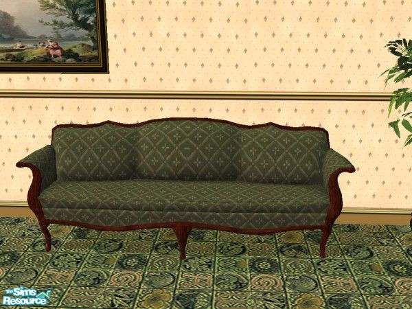Sims 2 — Green Diamonds Victorian - Sofa by fizz bomb — a traditional victorian sofa with a green diamond pattern, part
