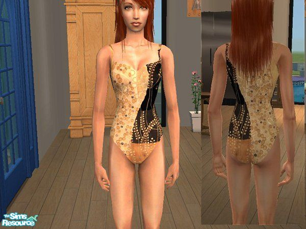 Sims 2 — Black Art Swimsuit  by LadyDeluxe — Art never looked so good!!