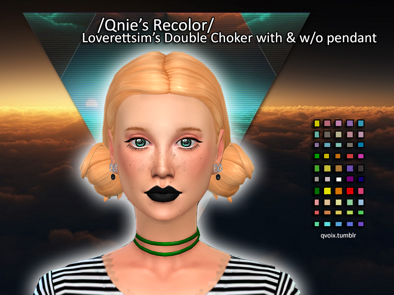 The Sims Resource - Qnie Recolor LoverettSim Double Choker with Round ...