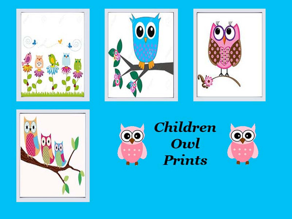 Sims 4 — Children Owl Prints by Rosannep — Recolor of a base game painting.