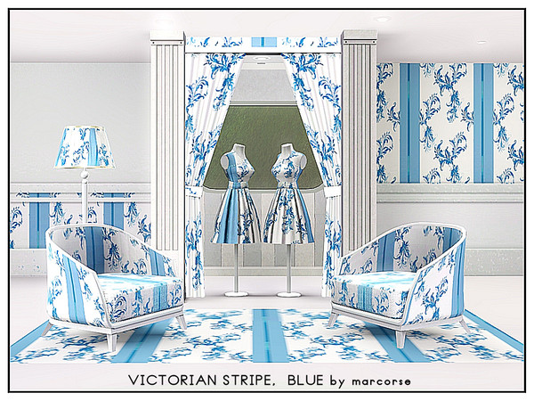 Sims 3 — Victorian Stripe, Blue_marcorse by marcorse — Fabric pattern - Victorian striped wallpaper design in baby blue.