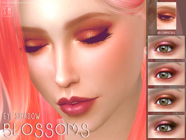 Sims 4 — [ Blossoms ] - Eyeshadow by Screaming_Mustard — A pretty, glittery eyeshadow in 5 unique shades. ~~ For females,