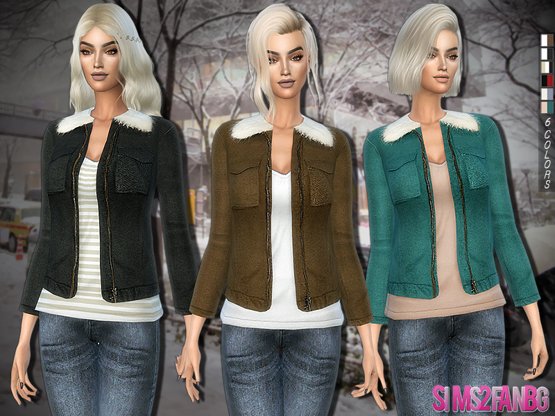 sims2fanbg's 252 - Jacket with soft faux fur collar