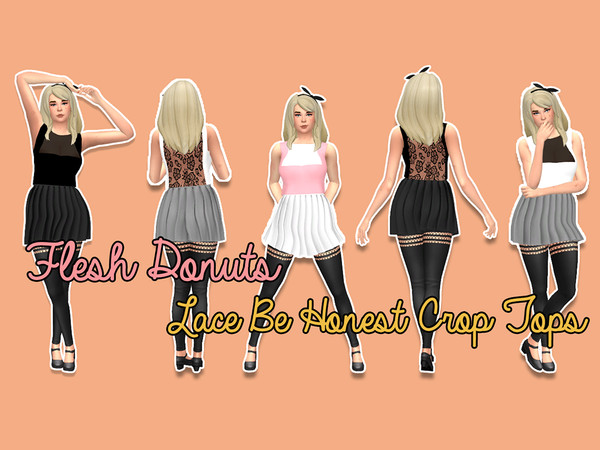 Sims 4 — Lace Be Honest Crop Tops by FleshDonuts — Here are 24 crop tops for you. There's all 22 colours using the Ever