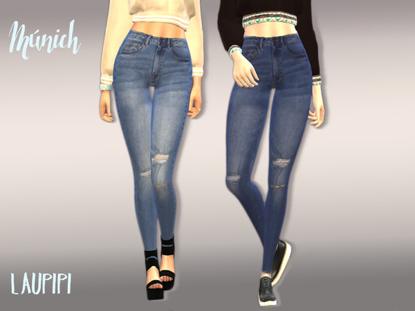 Sims 4 —  by laupipi2 — New pair of jeans with some details -Four colours avaliable