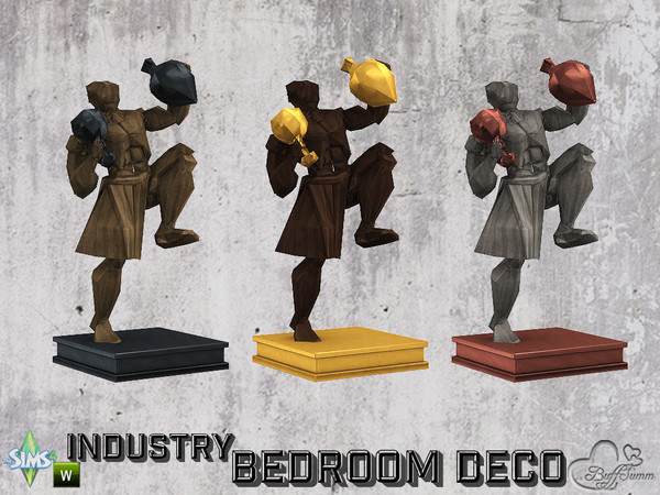 Sims 4 — Bedroom Industry Deco Wood Figurine v1 by BuffSumm — Part of the *Industry Series*