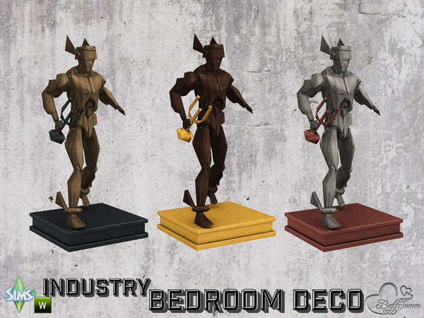 Sims 4 — Bedroom Industry Deco Wood Figurine v2 by BuffSumm — Part of the *Industry Series*