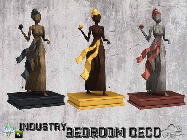 Sims 4 — Bedroom Industry Deco Wood Figurine v3 by BuffSumm — Part of the *Industry Series*