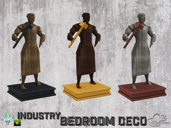 Sims 4 — Bedroom Industry Deco Wood Figurine v4 by BuffSumm — Part of the *Industry Series*
