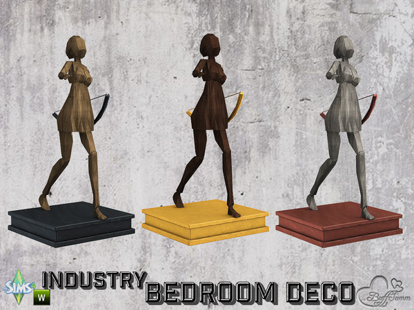 Sims 4 — Bedroom Industry Deco Wood Figurine v7 by BuffSumm — Part of the *Industry Series*