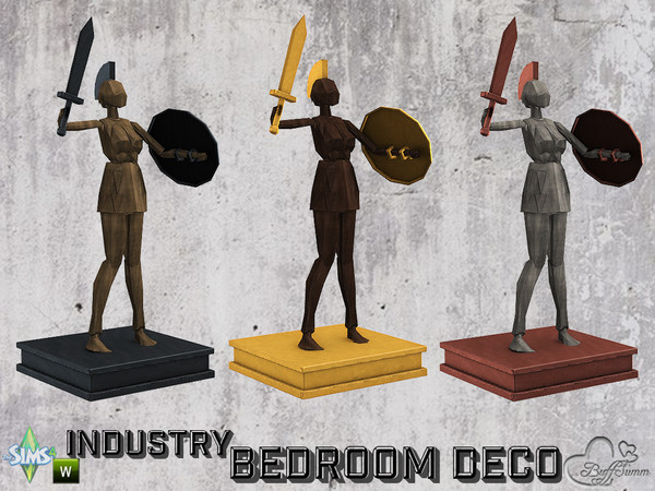 Sims 4 — Bedroom Industry Deco Wood Figurine v8 by BuffSumm — Part of the *Industry Series*