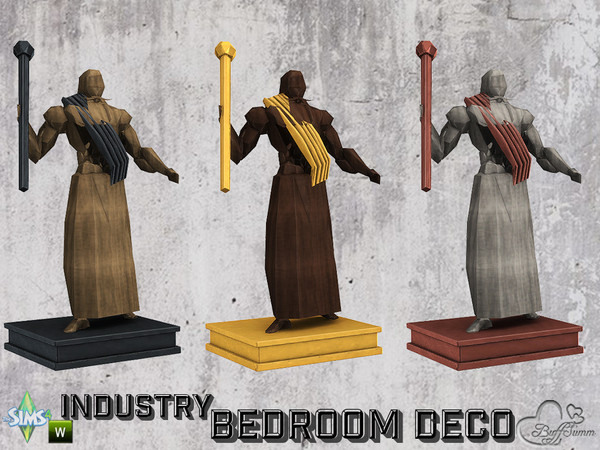 Sims 4 — Bedroom Industry Deco Wood Figurine v10 by BuffSumm — Part of the *Industry Series*