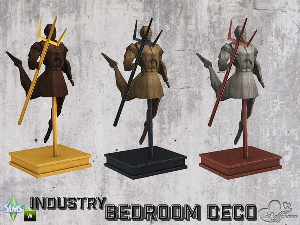 Sims 4 — Bedroom Industry Deco Wood Figurine v11 by BuffSumm — Part of the *Industry Series*