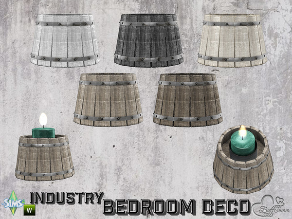 Sims 4 — Bedroom Industry Deco Barrel for Candle by BuffSumm — Part of the *Industry Series*