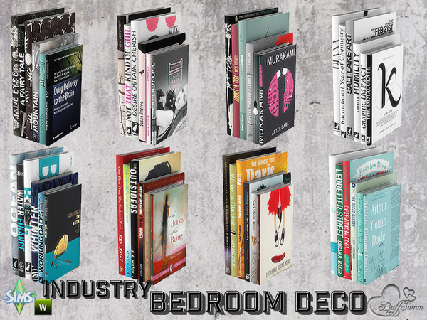 Sims 4 — Bedroom Industry Deco Books v4 by BuffSumm — Part of the *Industry Series*