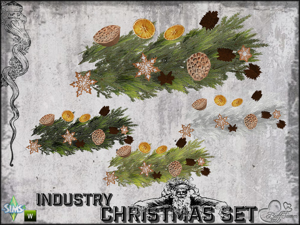 Sims 4 — X-Mas Industry Garland Small (right) by BuffSumm — Part of the *Industry Series*