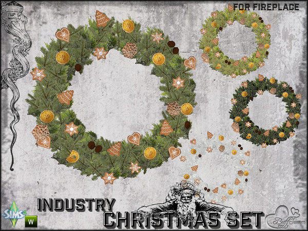 Sims 4 — X-Mas Industry Wreat (Fireplace) by BuffSumm — Part of the *Industry Series*