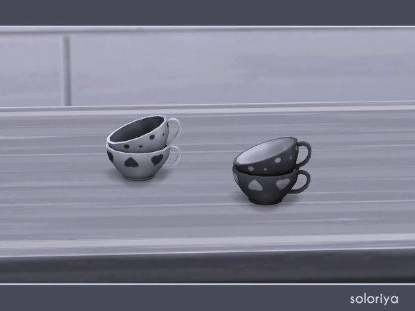 Sims 4 — Mona Cups by soloriya — A couple of cups with hearts. 2 color variations. Part of Mona set. Category: Decorative