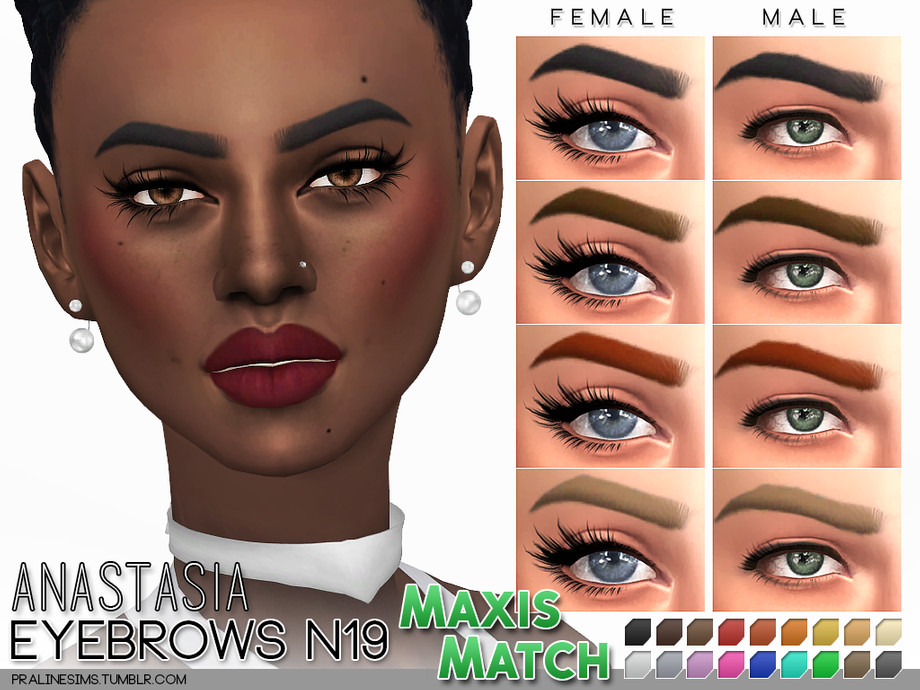Sims 4 - Maxis Match Eyebrow Pack N02 by Pralinesims - 5 maxis match ...