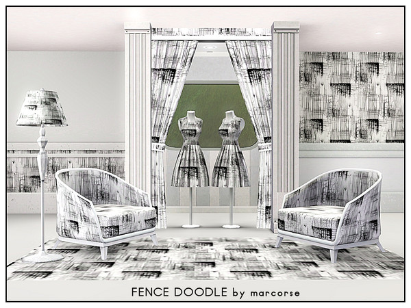 Sims 3 — Fence Doodle_marcorse by marcorse — Abstract pattern . chaotic doodle - probably metal fences.. in black,grey