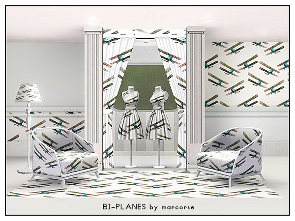 Sims 3 — Bi-Planes_marcorse by marcorse — Themed pattern - twin wing aeroplanes sure to appeaal to your boy Sims.