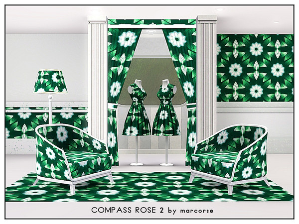 Sims 3 — Compass Rose 2_marcorse by marcorse — Abstract pattern: compass rose and pointers in green and blue