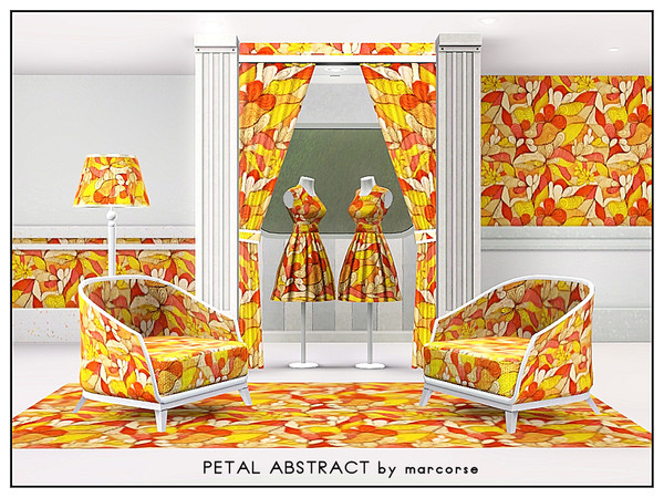 Sims 3 — Petal Abstract_marcorse by marcorse — Fabric pattern: abstract petal design in red, orange and yellow