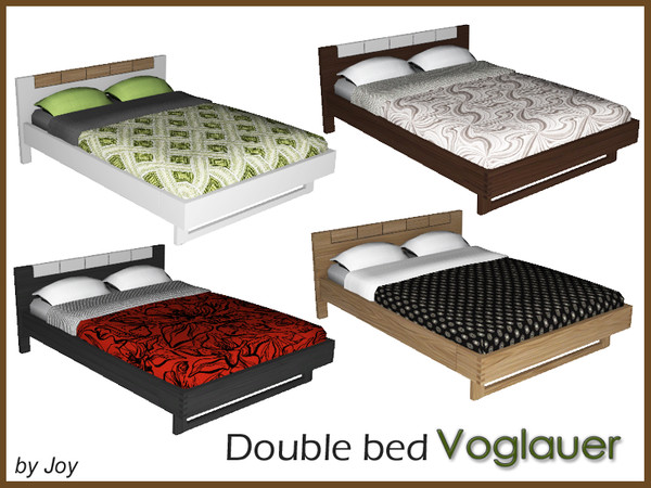 Sims 4 — Double bed Voglauer by Joy6 — Wooden double bed Color options : 4