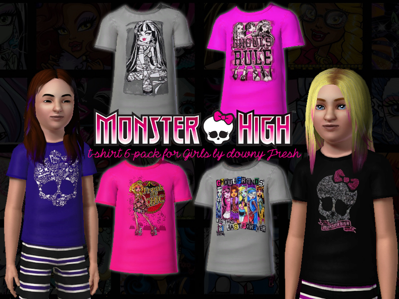 The Sims Resource - Monster High Girls T-Shirt 6-Pack