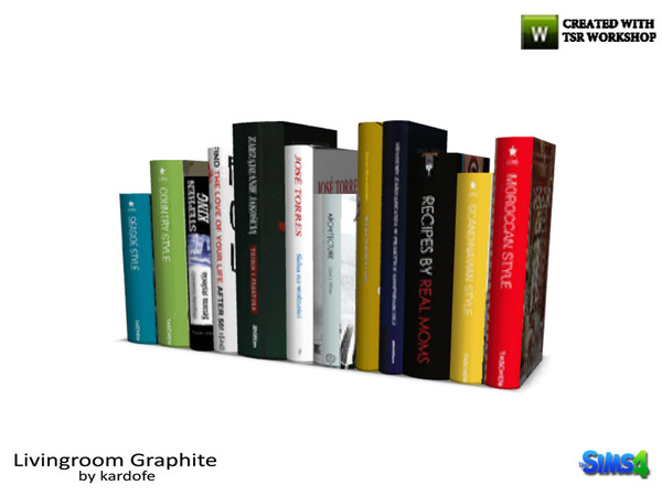 Sims 4 — kardofe_Livingroom Graphite_Books by kardofe — Work group 12 books, of different sizes and colors, decorative 