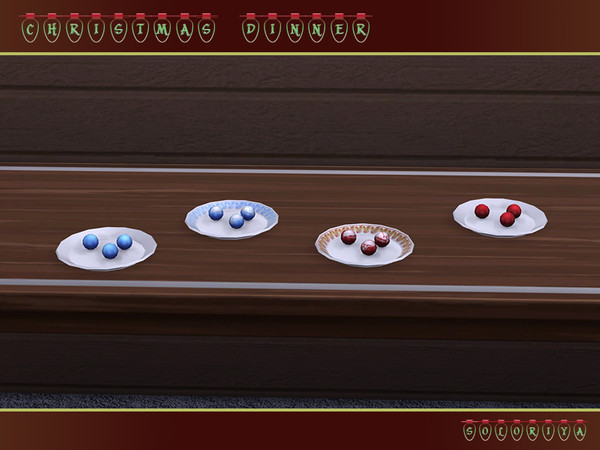 Sims 4 — Christmas Dinner Plate with Decorative Balls by soloriya — Plate with decorative holiday balls. Part of