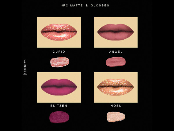 Sims 4 — 4pc Matte + Glosses Lipsticks Mini Kit[KYLIE HOLIDAY BUNDLE] by serenity-cc — HQ COMPATIBLE CUSTOM THUMBNAILS